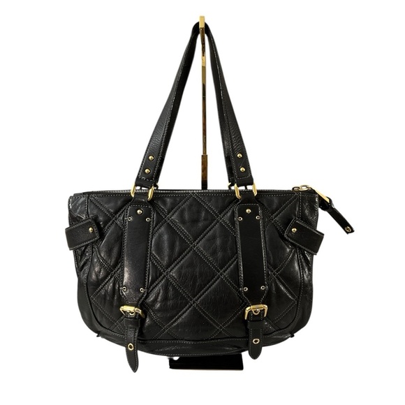 Marc Jacobs Quilted Leather Satchel Tote Black Gold Hardware Made in Italy - Picture 6 of 17